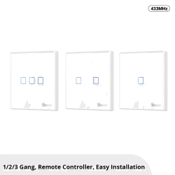 SONOFF T2EU-RF – Wall Panel Sticky 433MHz Wireless RF Remote 1-3 Gang